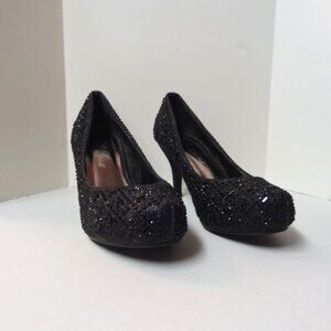 Bella Luna Black Sequin Dress Heals, Size 6